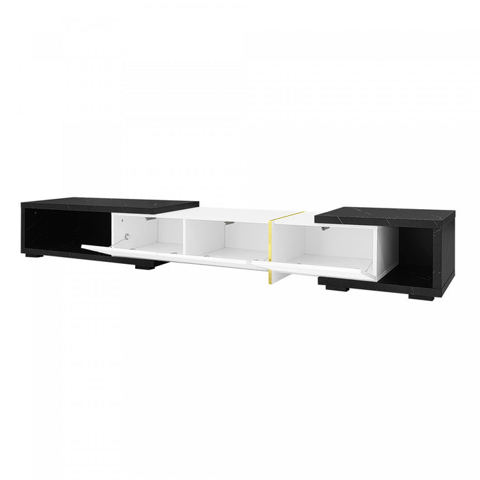 Liam 55.1\"–102\" Cabinet TV Moderne avec Longueur Ajustable et Fonction Rotative, Noir