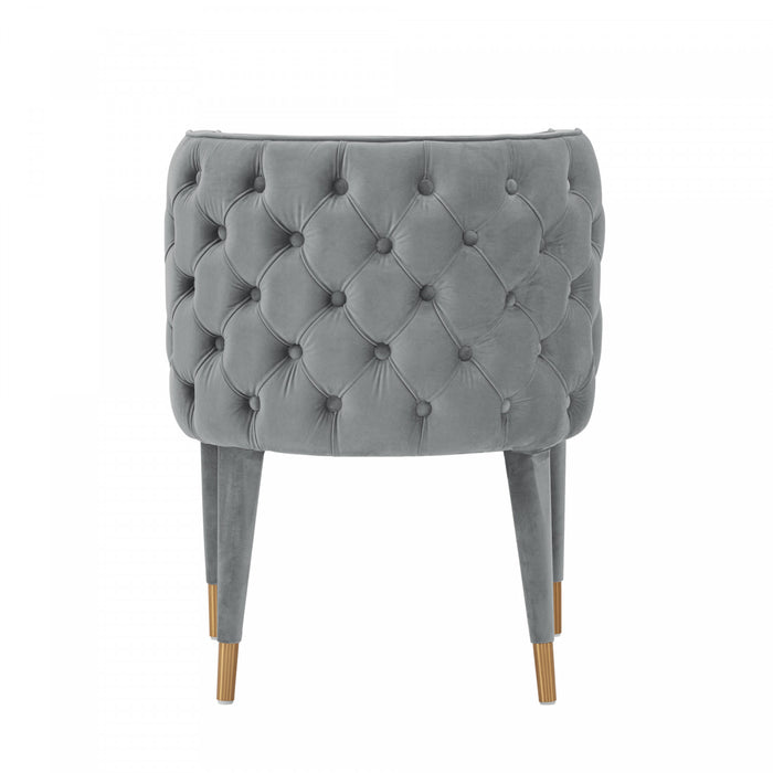 Chaise de salle a manger Maya en velours moderne gris - Lot de 2