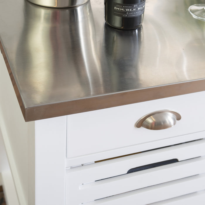 Chariot-bar de rangement Robbin en bois pour la cuisine - blanc