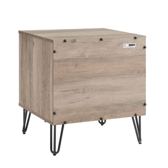 Table de nuit moderne Dumbo 20\" a rainures en gris rustique (1 tiroir)
