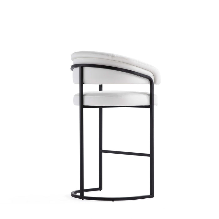 Tabouret de bar moderne Augusta en metal et tissu blanc - Lot de 3