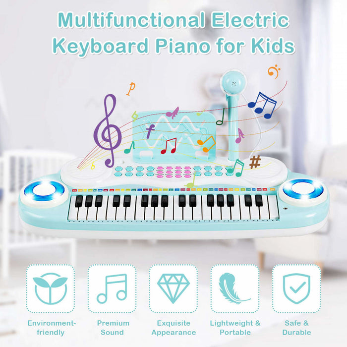 Costway Clavier Piano Electronique 37 Touches, Instrument de Musique - Bleu