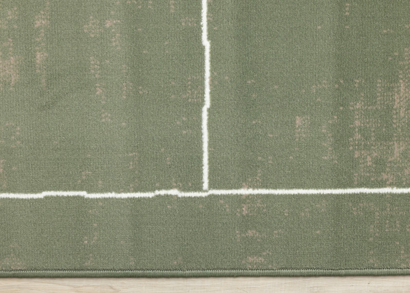 Tapis Florence de terrain de football vert, marron et blanc, 7'9\" x 10'6\"