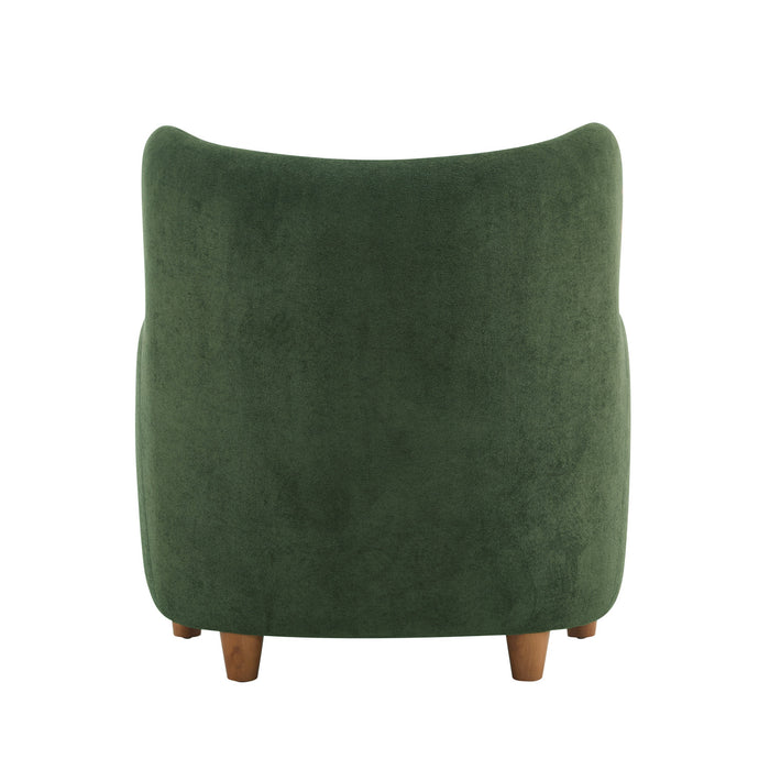 Sophia Fauteuil confortable rembourre avec dossier a oreilles, vert olive
