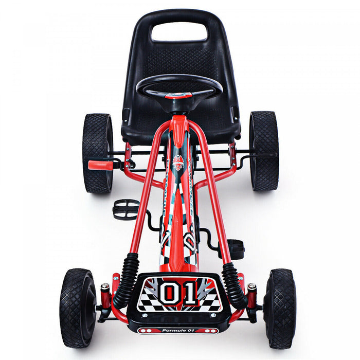 Kart A Pedale Enfant,go-kart D’exterieur Avec Charge Maximale 30kg,siege Reglable,frein,embrayage,4 Roues Pour 3-8 Ans Enfants,filles,garcons 101 X 61 X 62cm Bleu/rouge