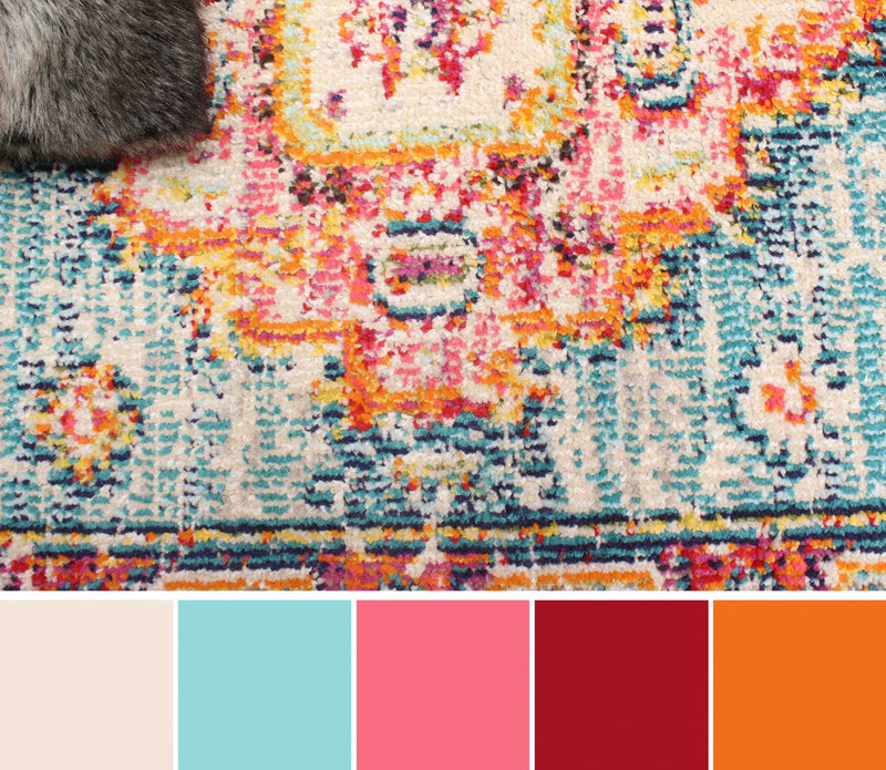 Tapis de Couloir Traditionnel Lotus 2'8\" x 8'2\" en Bleu