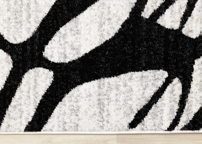 Tapis Emmett gris et noir avec motif tourbillon, 7'10\" x 10'6\"
