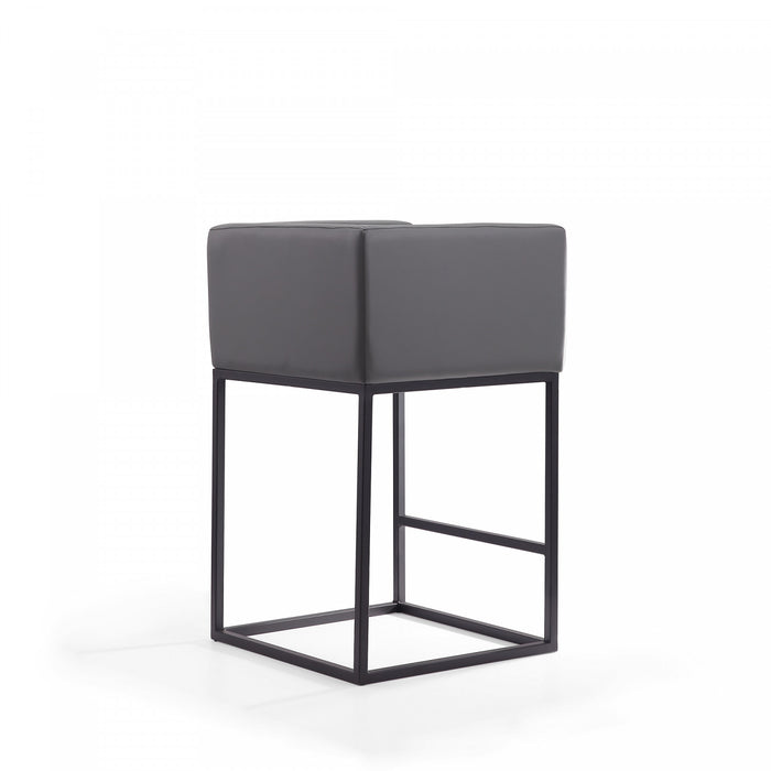 Tabouret de comptoir Embassy style milieu du siecle en metal et tissu gris - Lot de 2