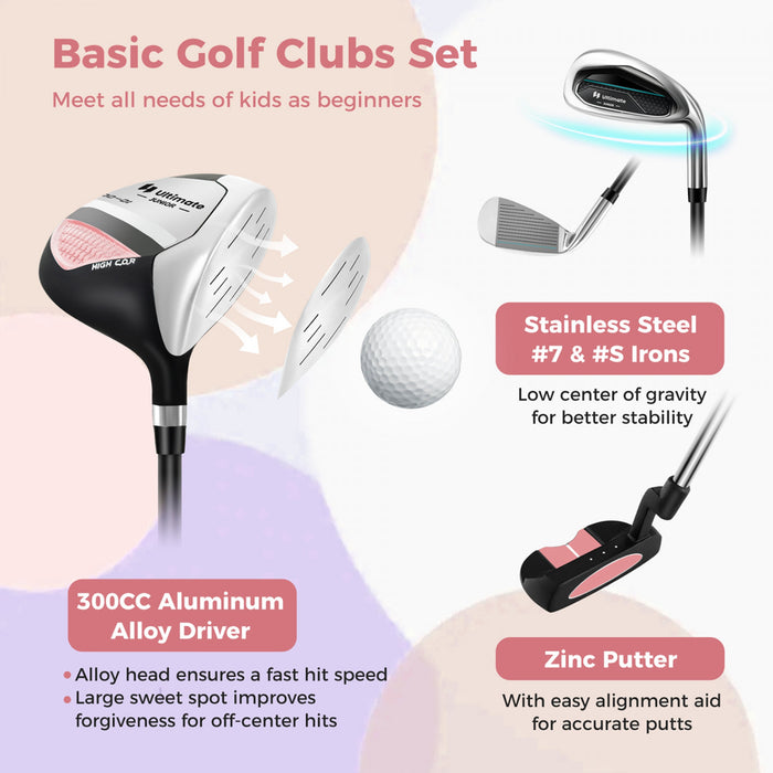 Ultimate Kids Golf Practice Set Junior Complete Golf Club Set Pour Enfants Ages De 8 A 10 Ans
