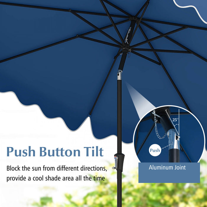Parasol de patio Costway 9 pieds a deux niveaux de style marche avec toile anti-UV, marine