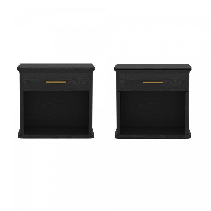 Table de nuit traditionnelle Clifford en noir (1 tiroir)