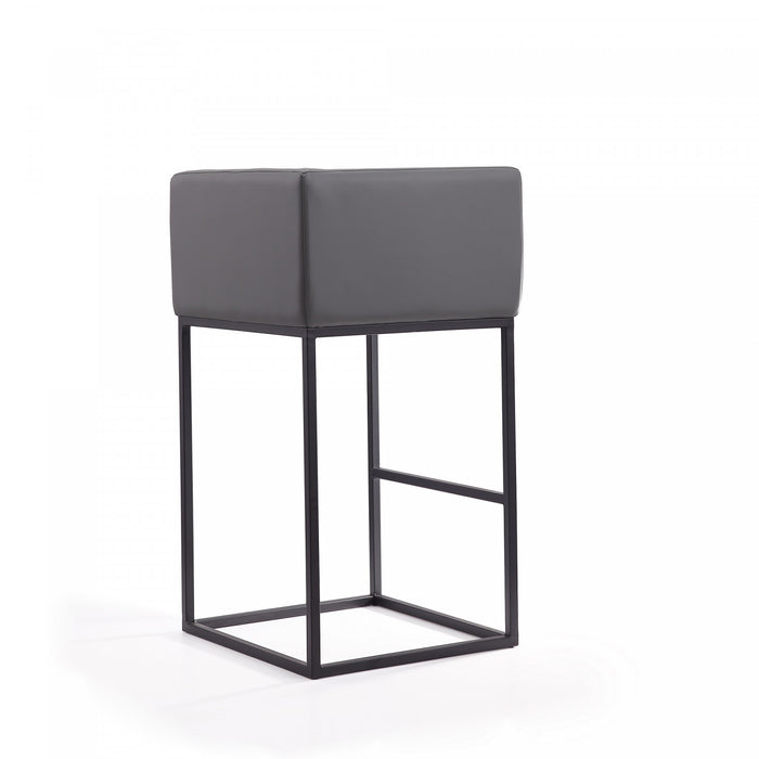 Tabouret de bar Embassy style milieu du siecle en metal et tissu gris - Lot de 3