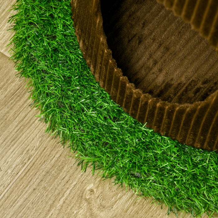 Pawhut Arbre A Chat En Peluche 18\" Avec Deux Plateformes De Fleurs, Tour Pour Chat Multi-activites Avec Griffoirs En Jute, Perchoirs Sureleves, Condo Rond Spacieux Avec Porte, Vert