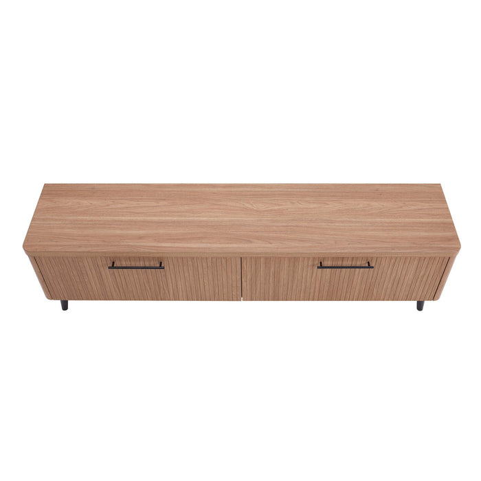 Meuble TV Jodie style Mid-Century Modern a cannelures, 175 cm, erable