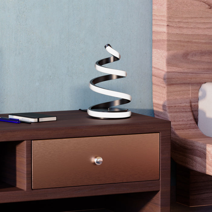 Lampe de table en spirale à DEL de 16 po noir mat