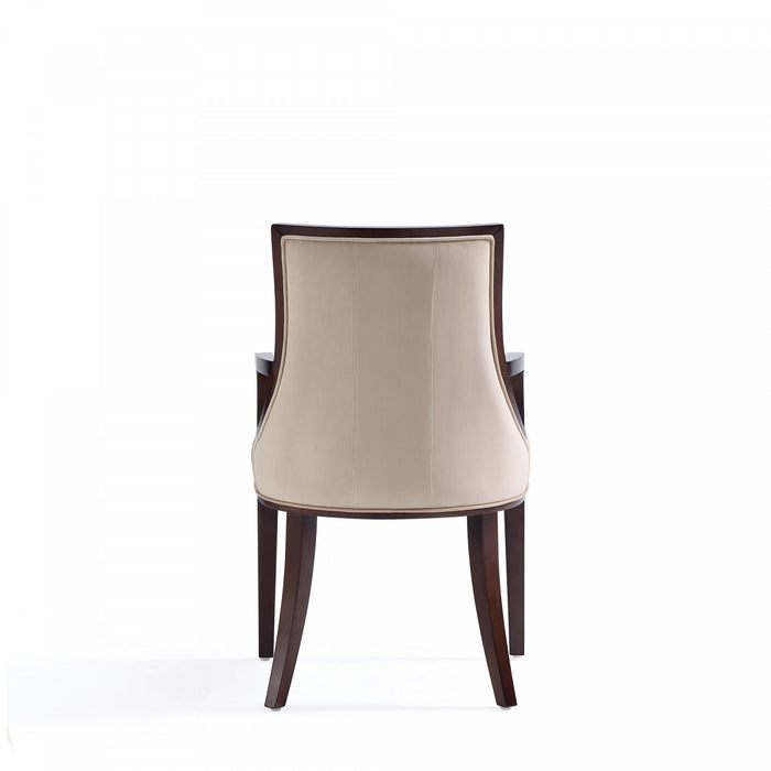 Chaise de salle a manger traditionnelle en bois avec assise rembourree Fifth Avenue, couleur beige - Lot de 2
