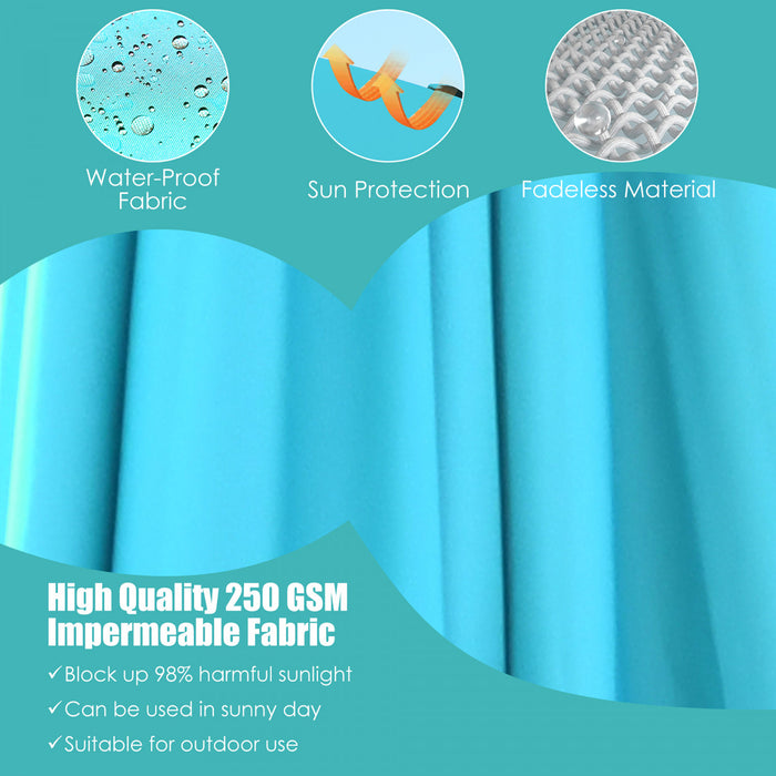 Costway Parasol cantilever 10'x13' pour terrasse, aluminium, rotation 360°, inclinable, turquoise