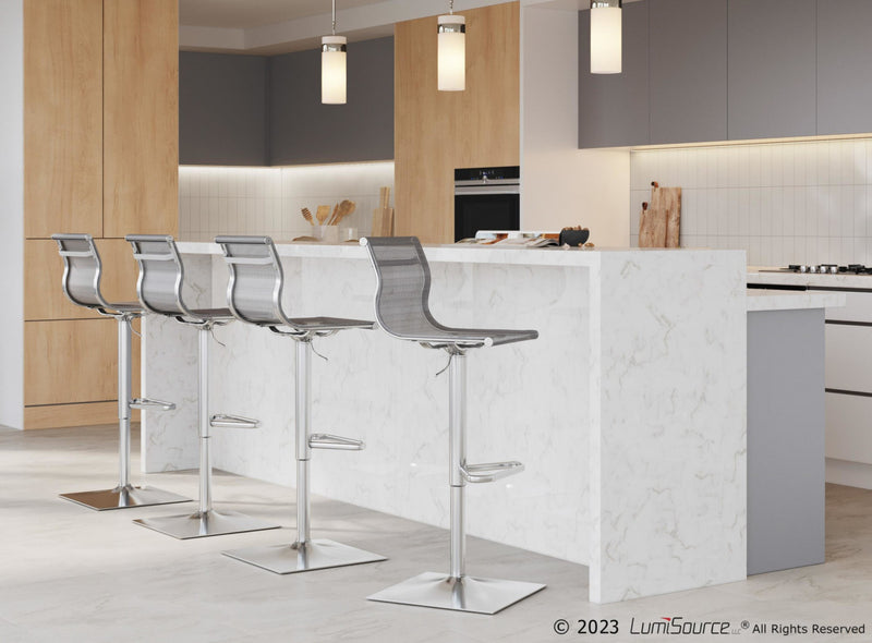 Tabouret bar pivotant réglable contemporain Mirage en tissu - argenté