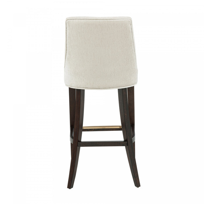 Tabouret de bar moderne Beever en bois et tissu chenille creme - Lot de 2