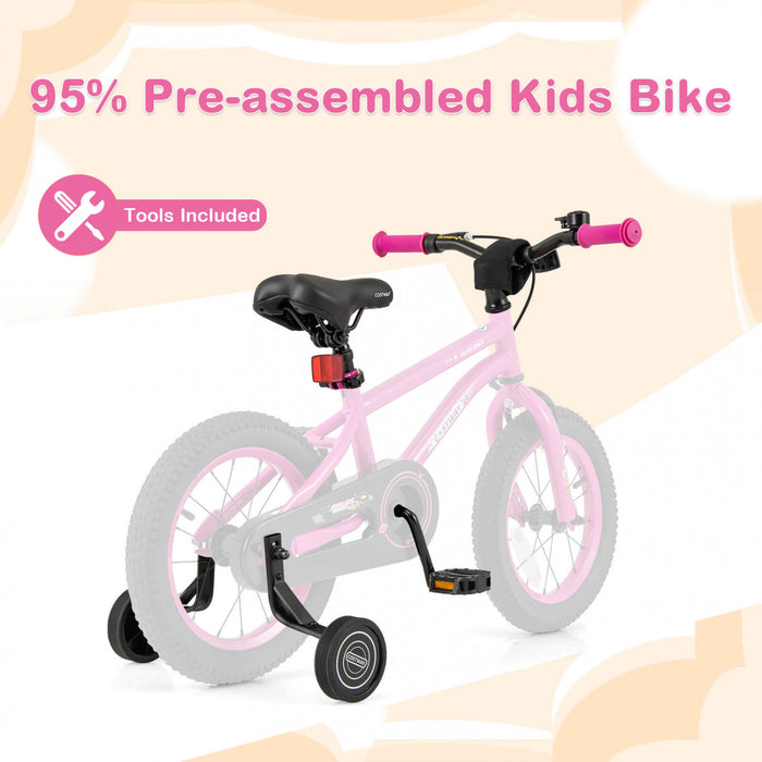 Velo Costway 14 Pouces Pour Enfants De 3 A 5 Ans Avec Selle Reglable Et Guidon Antiderapant Rose