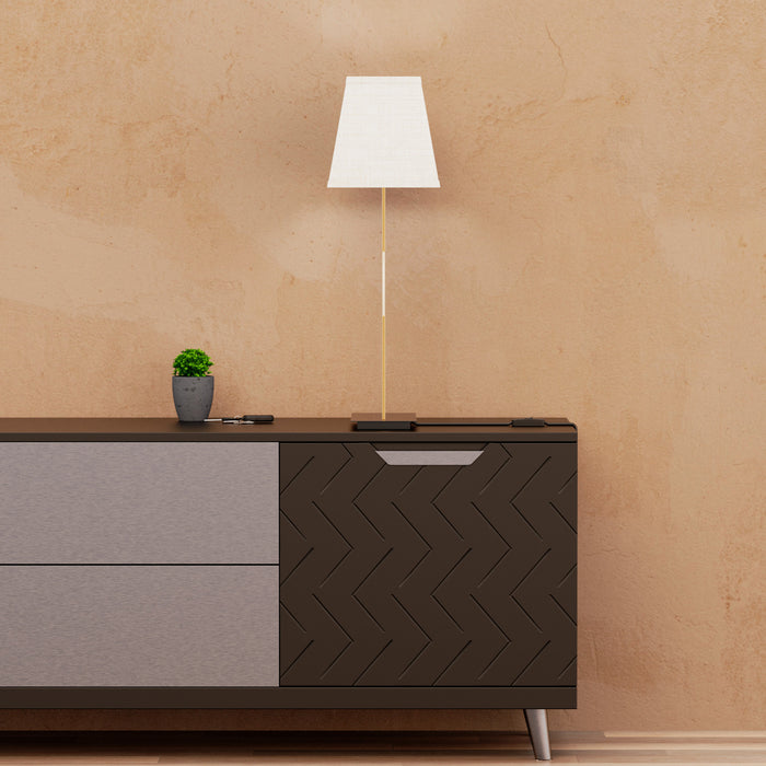 Lampe de table inclinée laiton doré de 25 po avec abat-jour texturé