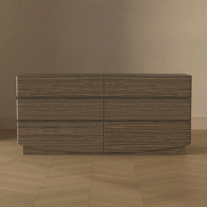 Commode contemporaine Ardea 72\" en noyer (6 tiroirs)