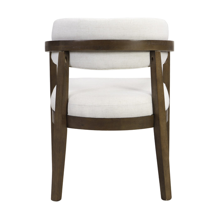 Sophia Ensemble de 2 chaises de salle a manger avec accoudoirs et structure en bois de caoutchouc, noyer