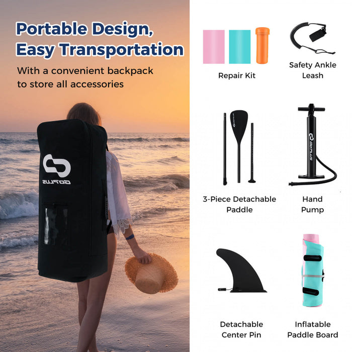 Petite Planche Gonflable De Sup Goplus, Planche De Pagaie Portable Avec Des Anneaux 5d