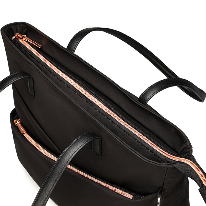 Sac a main Swissdigital KATY Rose – 16\" ordinateur portable, chargement USB, lumiere LED, protection RFID, resistant a l'eau, multi-poches