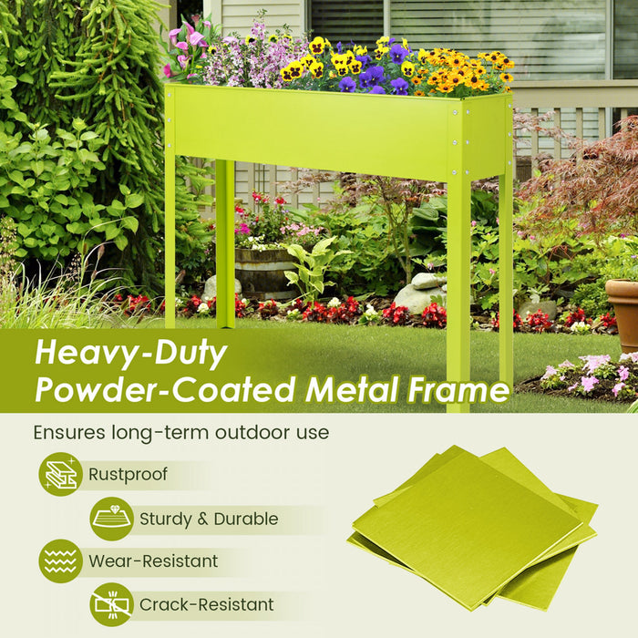 Costway 40\" Lit De Jardin Eleve Avec Les Jambes Boite De Planteur En Metal Elevee Trou De Drainage Cour Arriere Vert