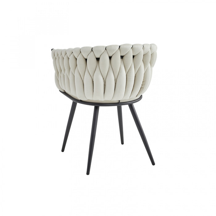 Chaise de salle à manger avec accoudoirs Hildy en velours beige (ensemble de 2)