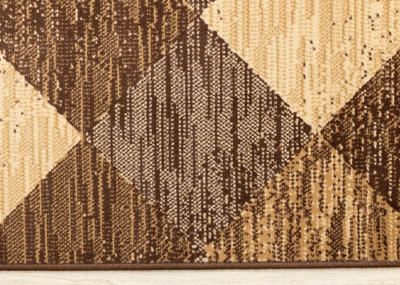 Tapis Florence a motif de losanges vieillis brun beige, 5'3\" x 7'5\"