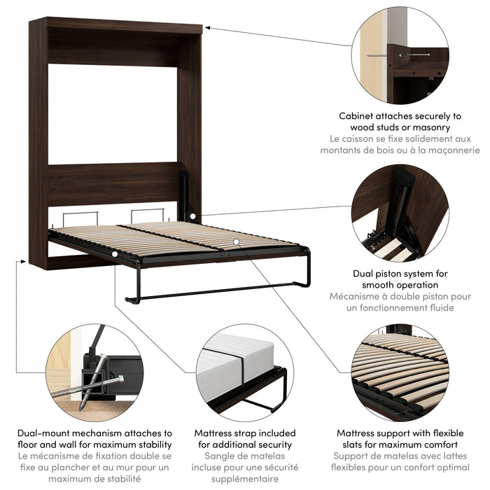 Lit double escamotable Pur de Bestar de 59 po - noyer noir