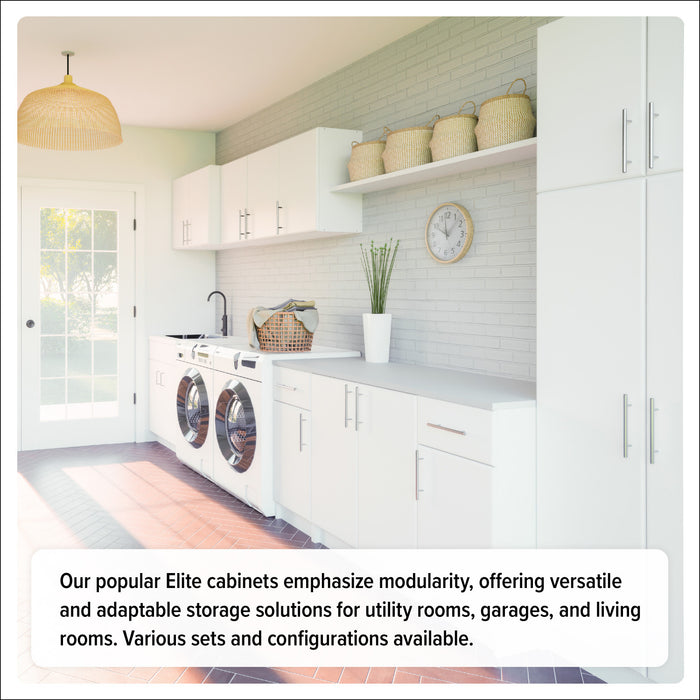 Armoire profonde de rangement Elite avec tablettes fixes et réglables - blanche