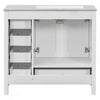 Derek 36 Inch Modern Bathroom Vanity with Ceramic Sink & Multi Storage, White | Meuble de salle de bain moderne Derek 36 pouces avec lavabo ceramique et rangement multiple, blanc