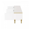 Croma 67 Inch Modern High-Gloss TV Stand with Cable Management and Gold Trim, White | Croma Meuble TV Moderne Haute Brillance 67 po avec Gestion des Cables et Garniture Doree, Blanc