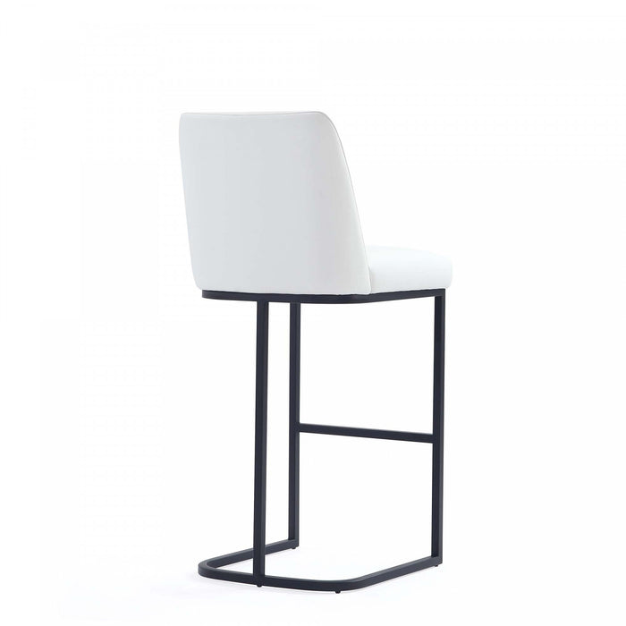 Tabouret de bar moderne en metal et tissu Serena, blanc