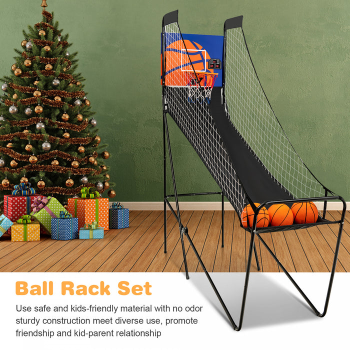 Jeu D'arcade De Basket-ball Pliable Costway, Avec Compteur Electronique, Filets Lateraux, 3 Ballons De Basket, 1 Pompe De Gonflage