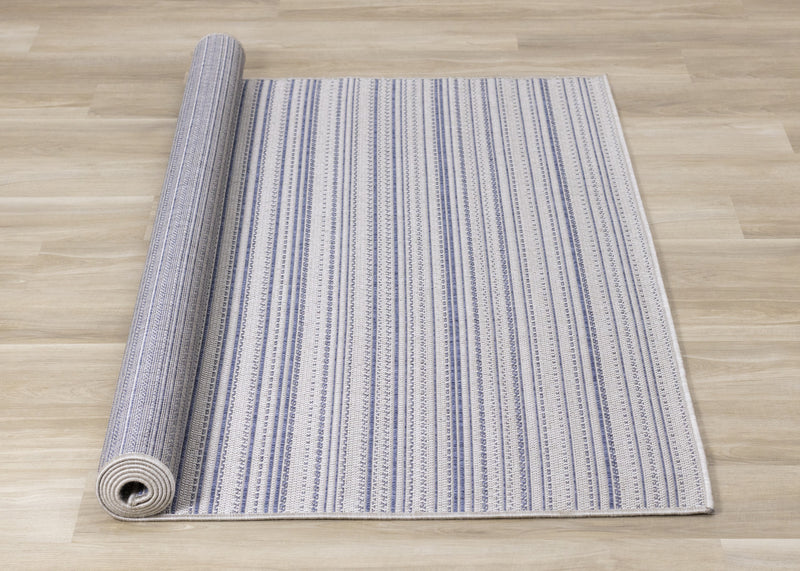 Carpette Cabana à rayures texturées pour l'extérieur - 7 pi 10 po x 10 pi 6 po