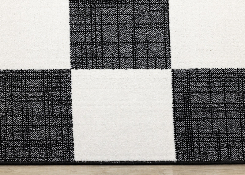 Tapis Covington a Carreaux Noir et Blanc, 7'10\" x 10'6\"