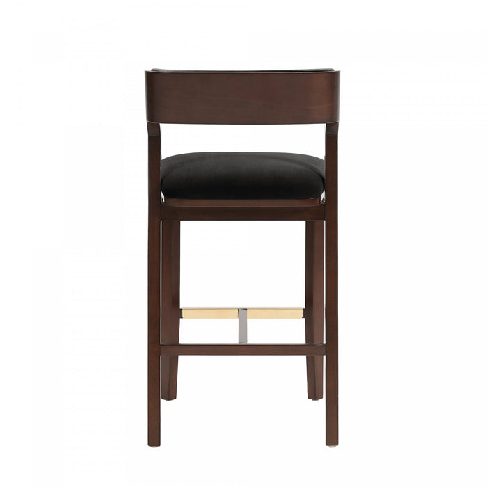 Tabouret de bar moderne Patricia en bois et tissu noir