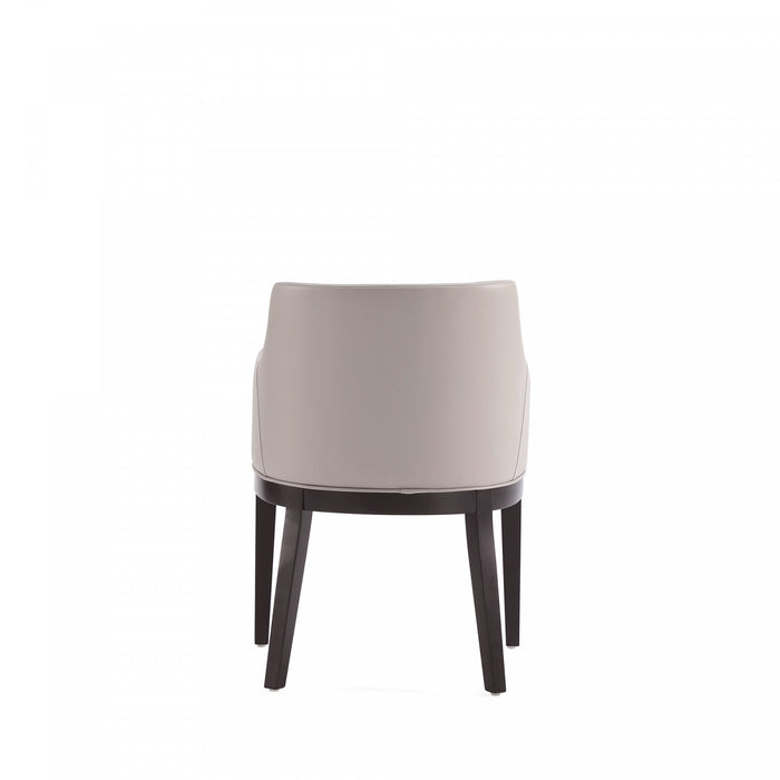 Fauteuil en bois moderne Gansevoort en cuir vegetalien gris clair - Lot de 2