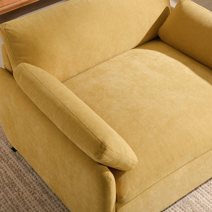 Fauteuil d’appoint surdimensionne Olivia avec coussins, jaune