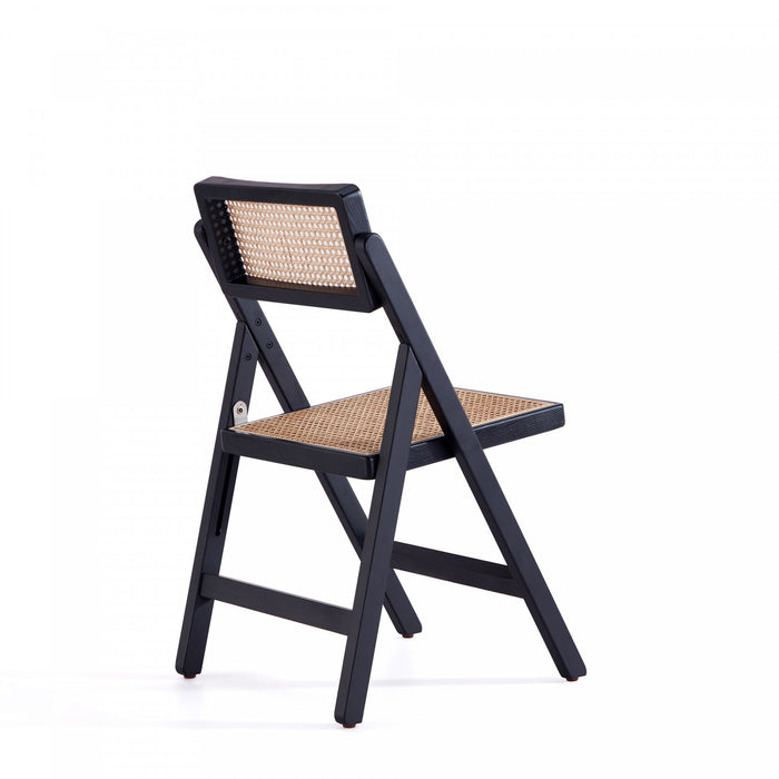 Chaise pliante en bois style industriel Pullman, noir et naturel - Lot de 4