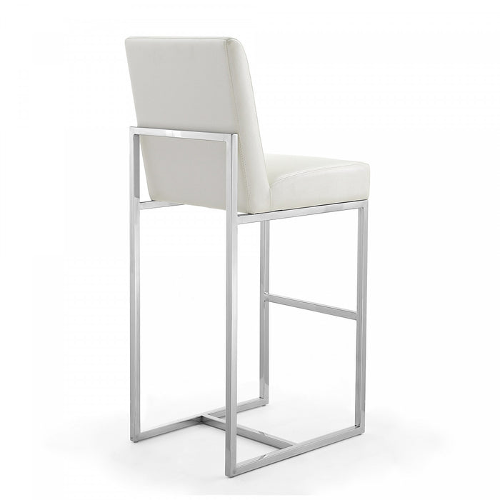 Tabouret de bar moderne en metal et tissu Element, blanc perle - Lot de 2