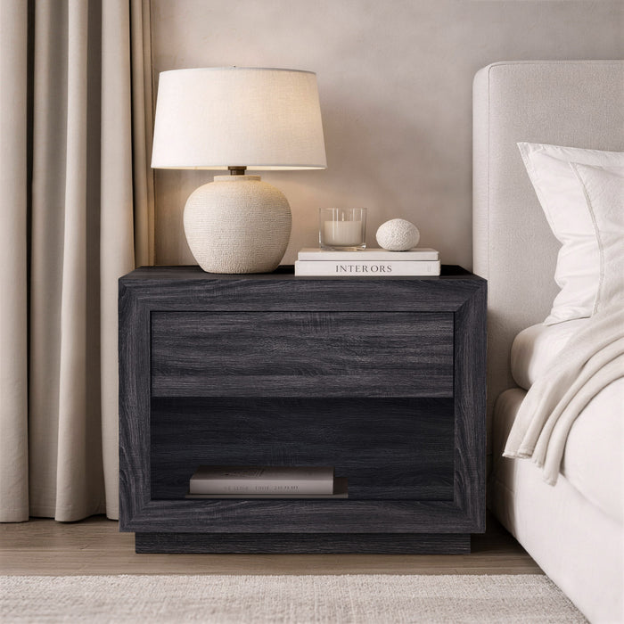 Table de nuit contemporaine Soren 32\" en gris charbon (1 tiroir)