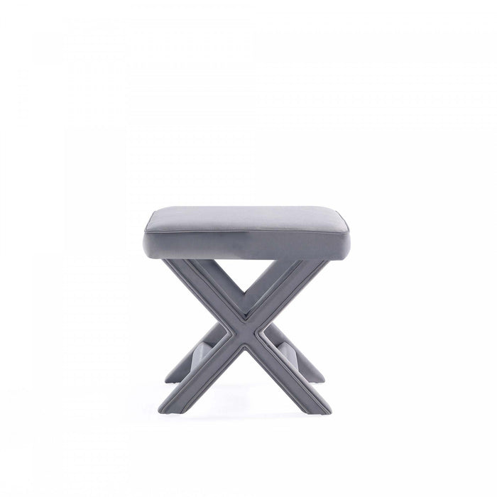 Banc d’appoint Abigail style milieu du siecle moderne en velours gris