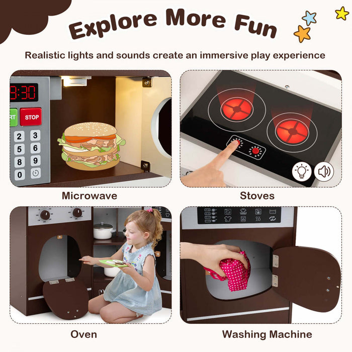 Honeyjoy Coin Cuisine Jeu Avec Machine A Cafe Four Micro-ondes Machine A Laver Marron