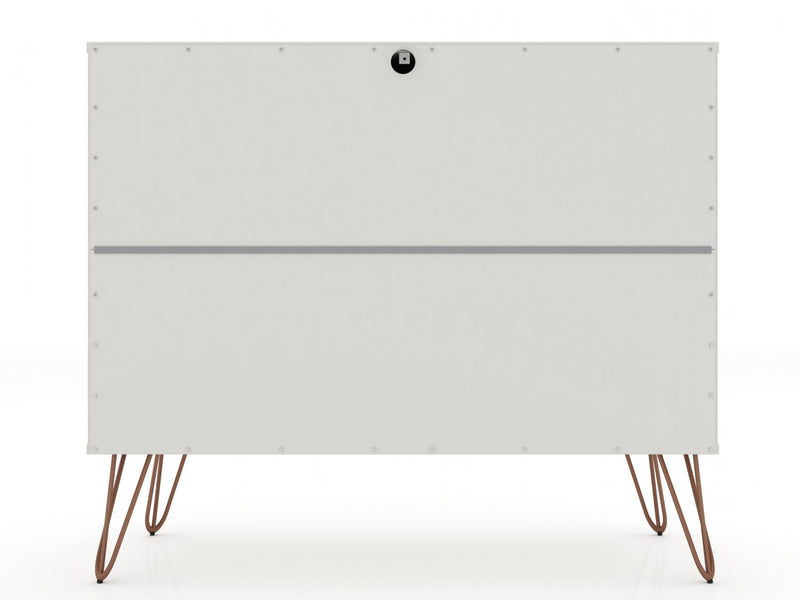 Commode Rockefeller Mid-Century Modern 89 cm en blanc casse (3 tiroirs) – Lot de 2