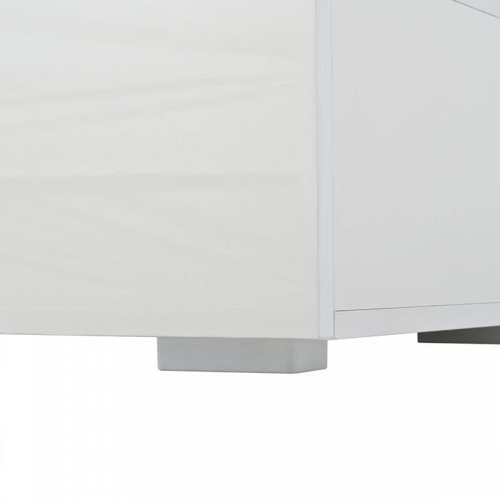 Aiden table basse LED – table basse avec tiroirs de rangement et eclairage controle par application, blanc